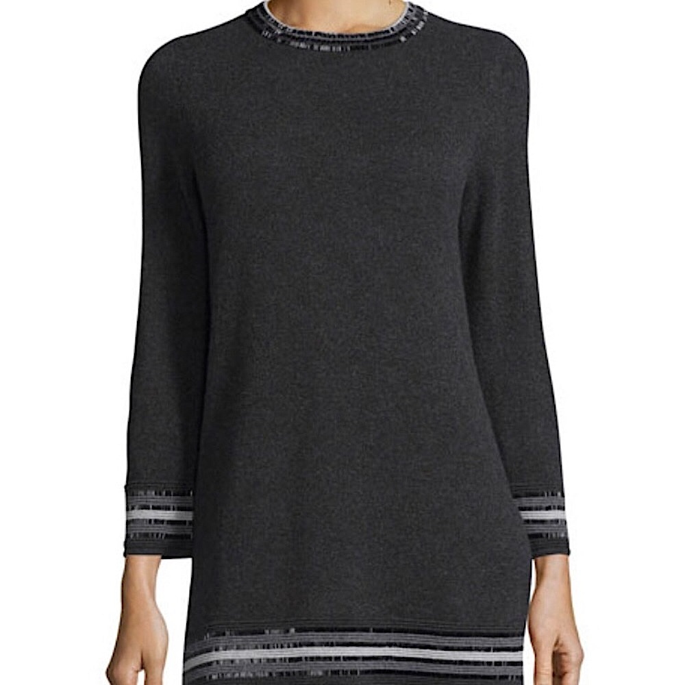 Neiman Marcus 100% Cashmere Sweater Tunic with Bead Detail Size Medium